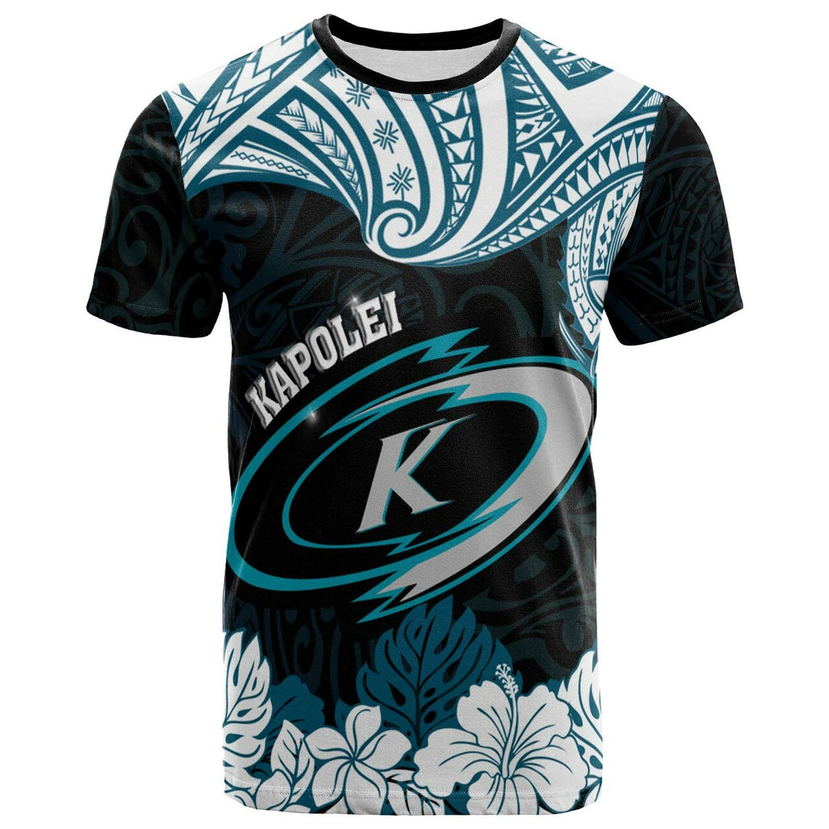 Hawaii Kapolei High School Custom T Shirt Kapolei High School Hibicus Flower and Polynesian Pattern LT10 - Wonder Print Shop