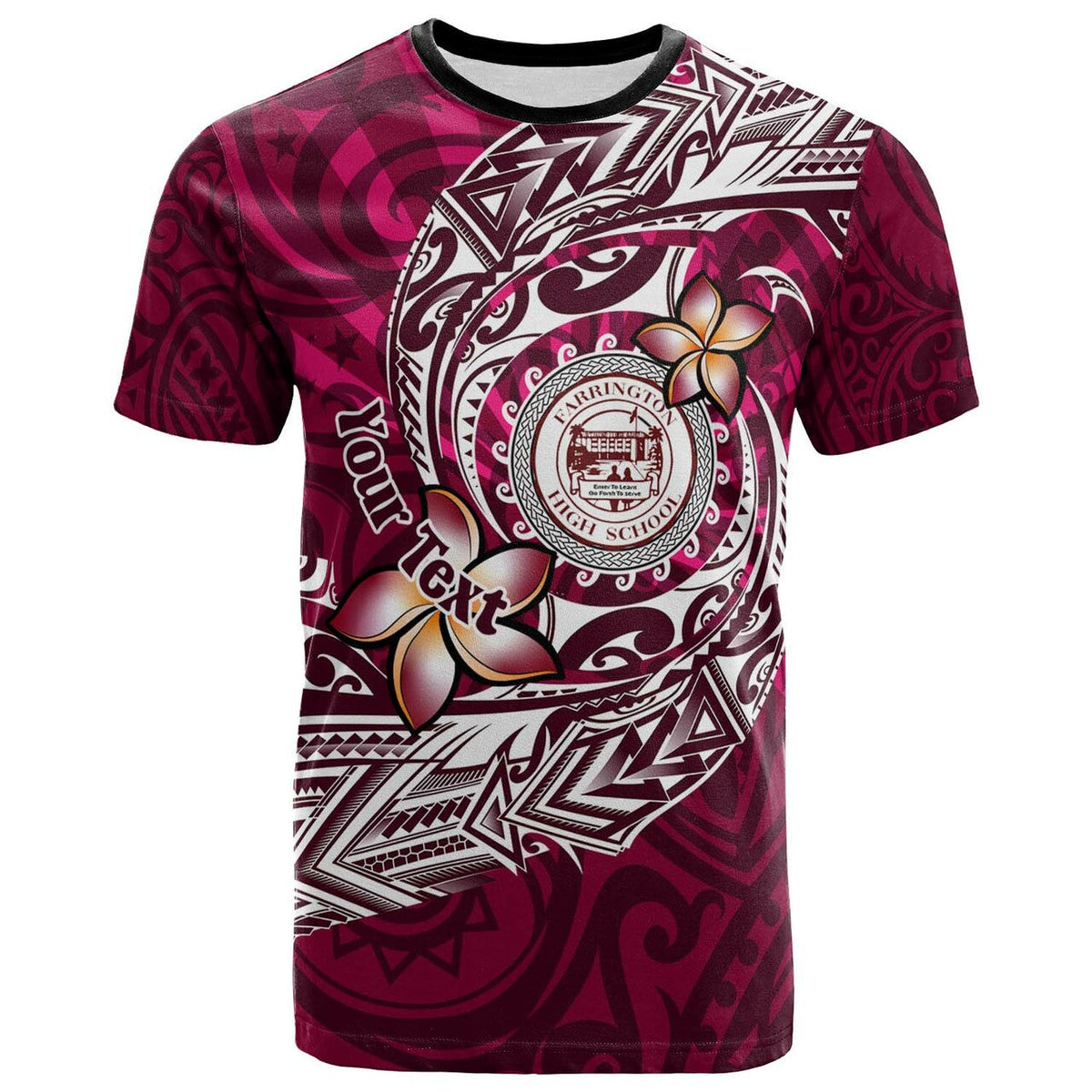 Custom Hawaii T Shirt Farrington High School Maroon Polynesian Patterns LT10 - Wonder Print Shop