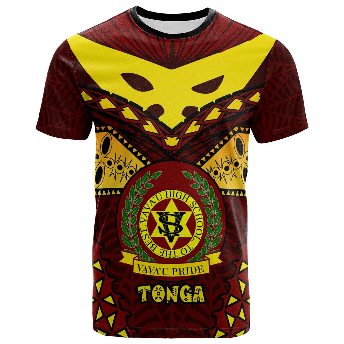 Tonga Custom T Shirt Vava'u High Shool Tonga with Polynesian Patterns LT10 - Wonder Print Shop