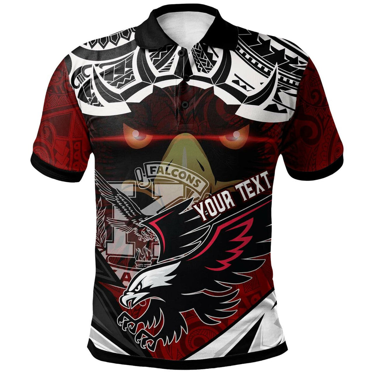 Custom Hawaii Polo Shirt Kalani High School Red Falcon Polynesian Pattern Apparel LT10 - Wonder Print Shop