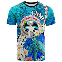 Northern Mariana Islands T Shirt CNMI Polynesian Culture with Turtle and Plumeria T Shirt LT10 - Wonder Print Shop