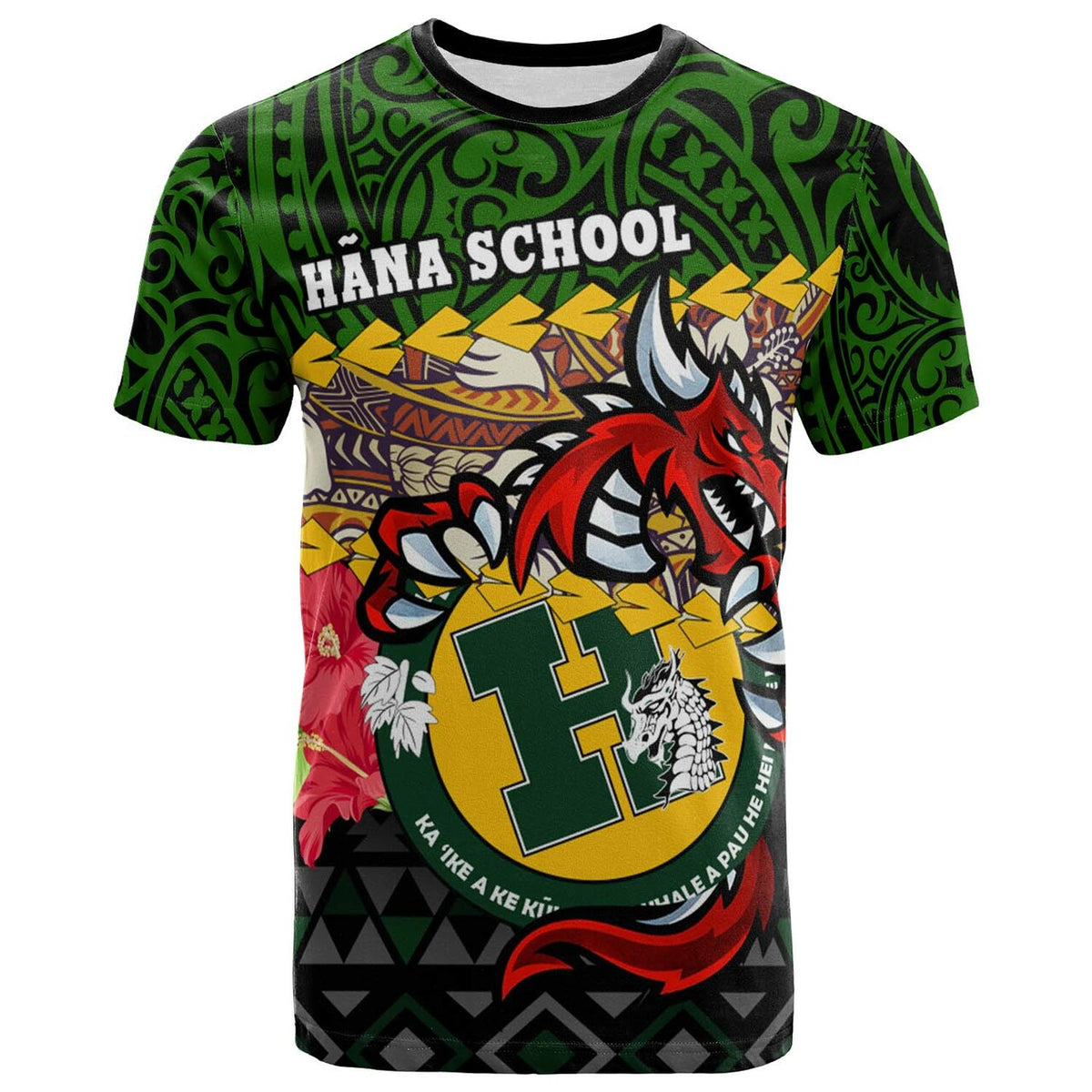 Custom Hawaii T Shirt Hana High and intermediate School Dragon Polynesian Pattern LT10 - Wonder Print Shop