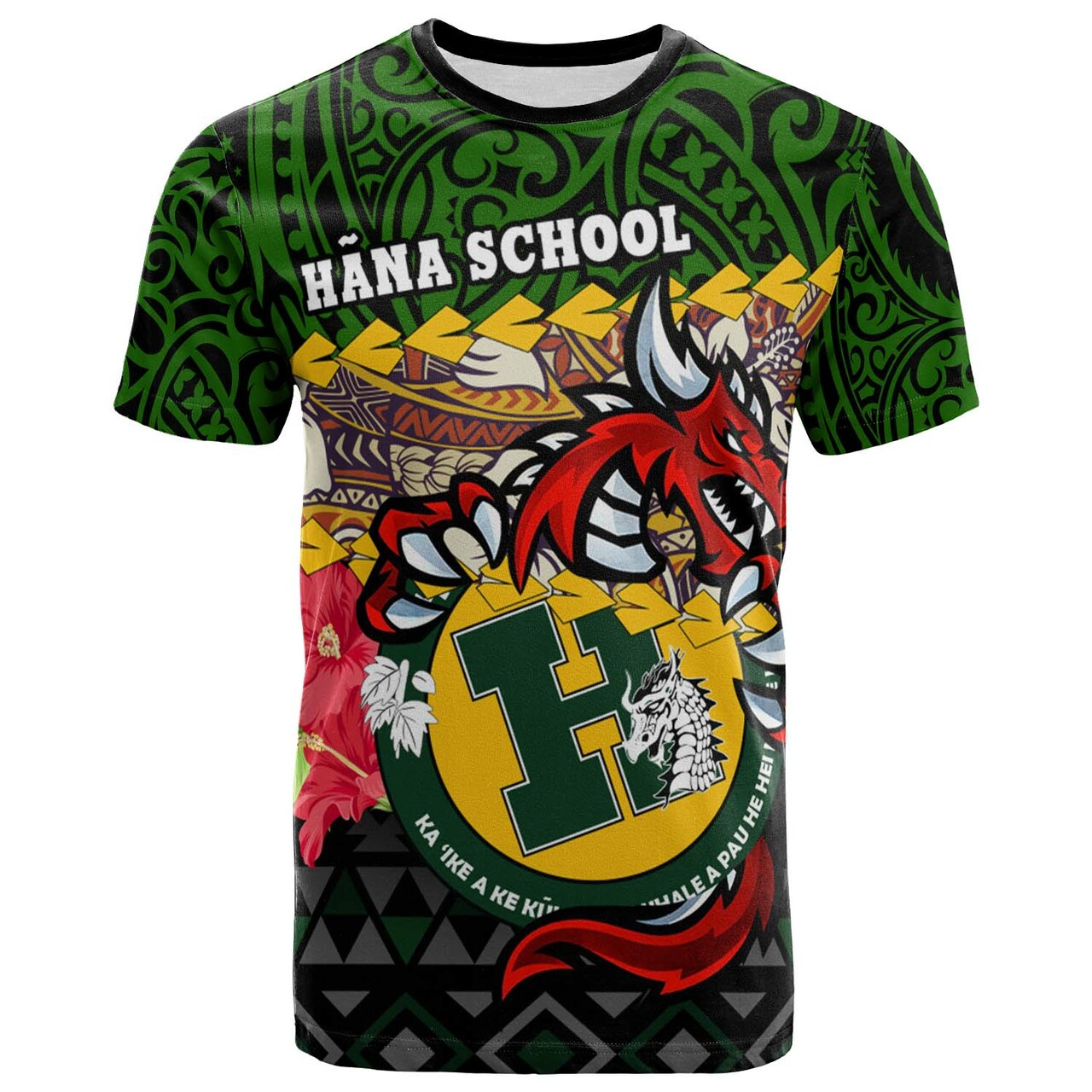Custom Hawaii T Shirt Hana High and intermediate School Dragon Polynesian Pattern LT10 - Wonder Print Shop