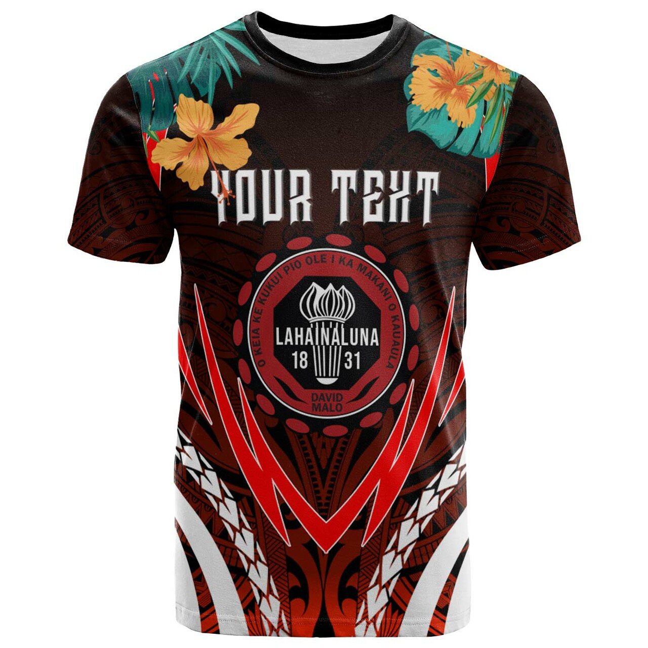 Custom Hawaii T Shirt Lahainaluna High School Polynesian with Hawaii Pattern LT10 - Wonder Print Shop