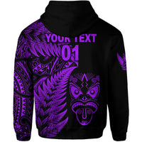Custom New Zealand Haka Rugby Maori Hoodie Silver Fern Vibes Purple LT8 - Wonder Print Shop