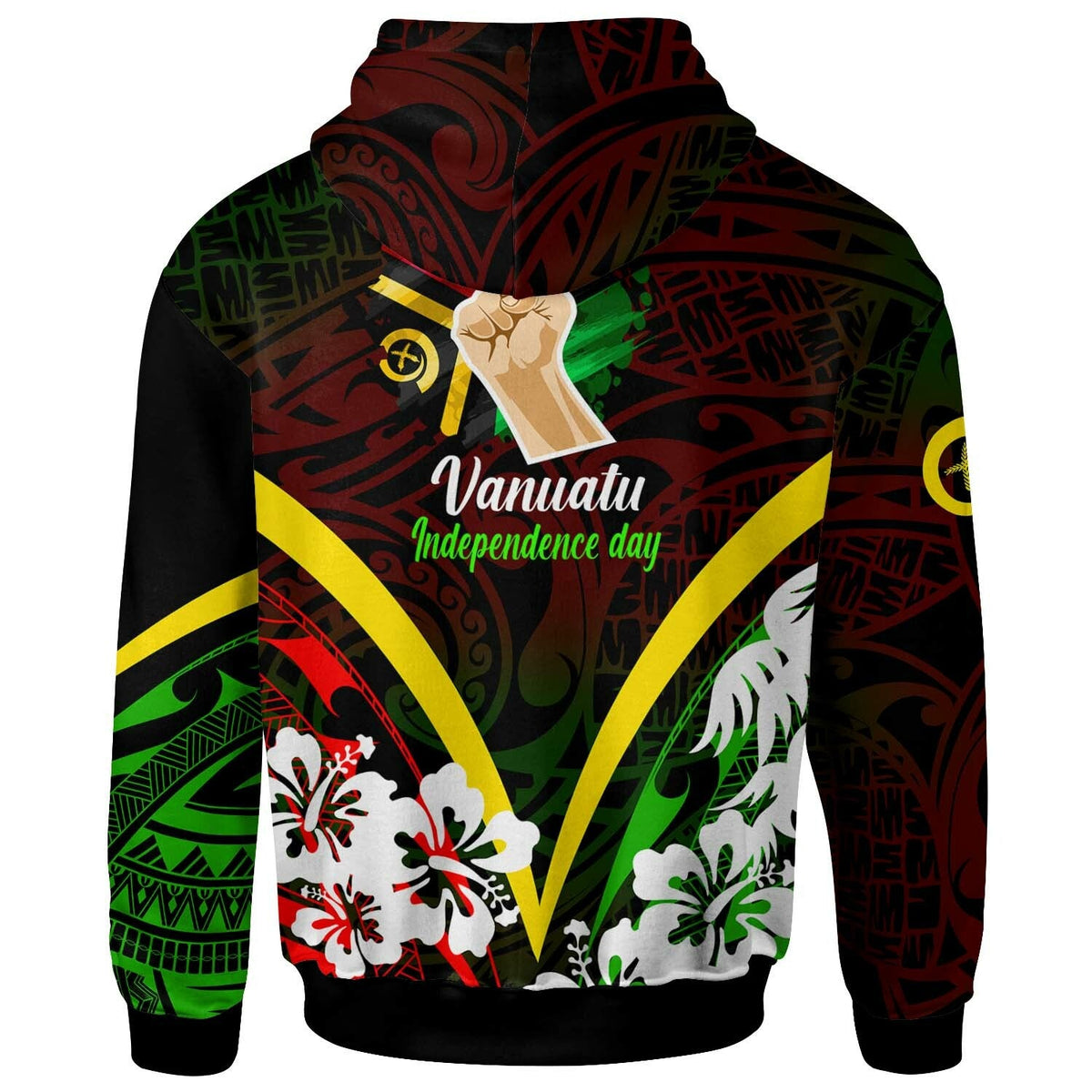 Vanuatu Hoodie Vanuatu Independence Day Annivesary with Plumerian and Polynesian Patterns Hoodie LT10 - Wonder Print Shop