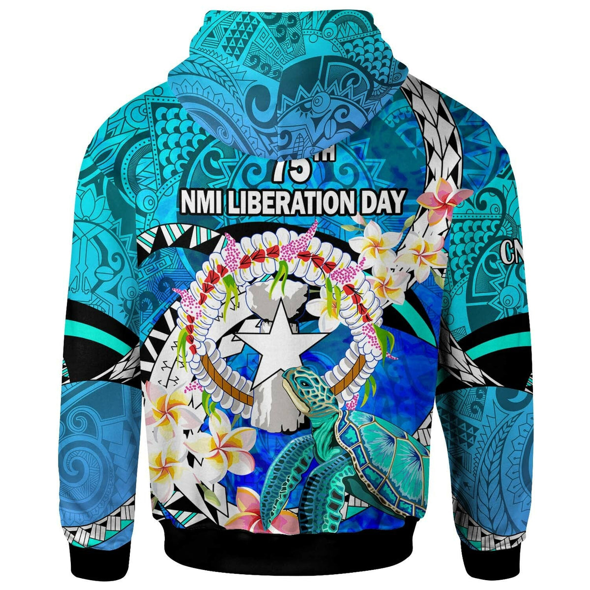 Northern Mariana Islands Hoodie CNMI Polynesian Culture with Turtle and Plumeria Hoodie LT10 - Wonder Print Shop