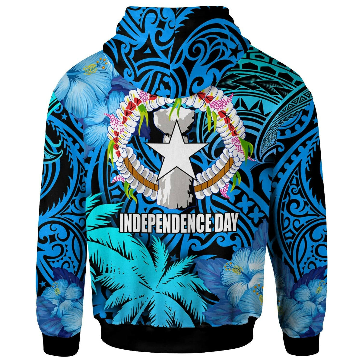 Northern Mariana Islands Hoodie CNMI Polynesian Culture with Hibicus Tropical Flower LT10 - Wonder Print Shop