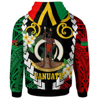 Vanuatu Hoodie Custom Vanuatu Independence Anniversary Plumeria Flower and Polynesian Patterns Hoodie LT10 - Wonder Print Shop