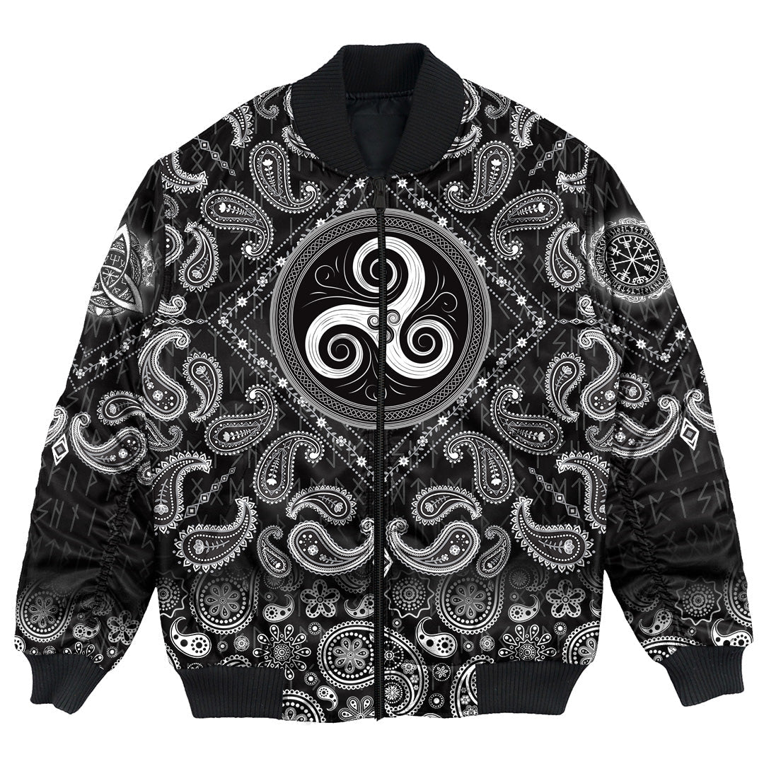 Viking Bomber Jacket Mainly Associated With Life Cycle with Bandana Paisley Style RLT12 - Wonder Print Shop