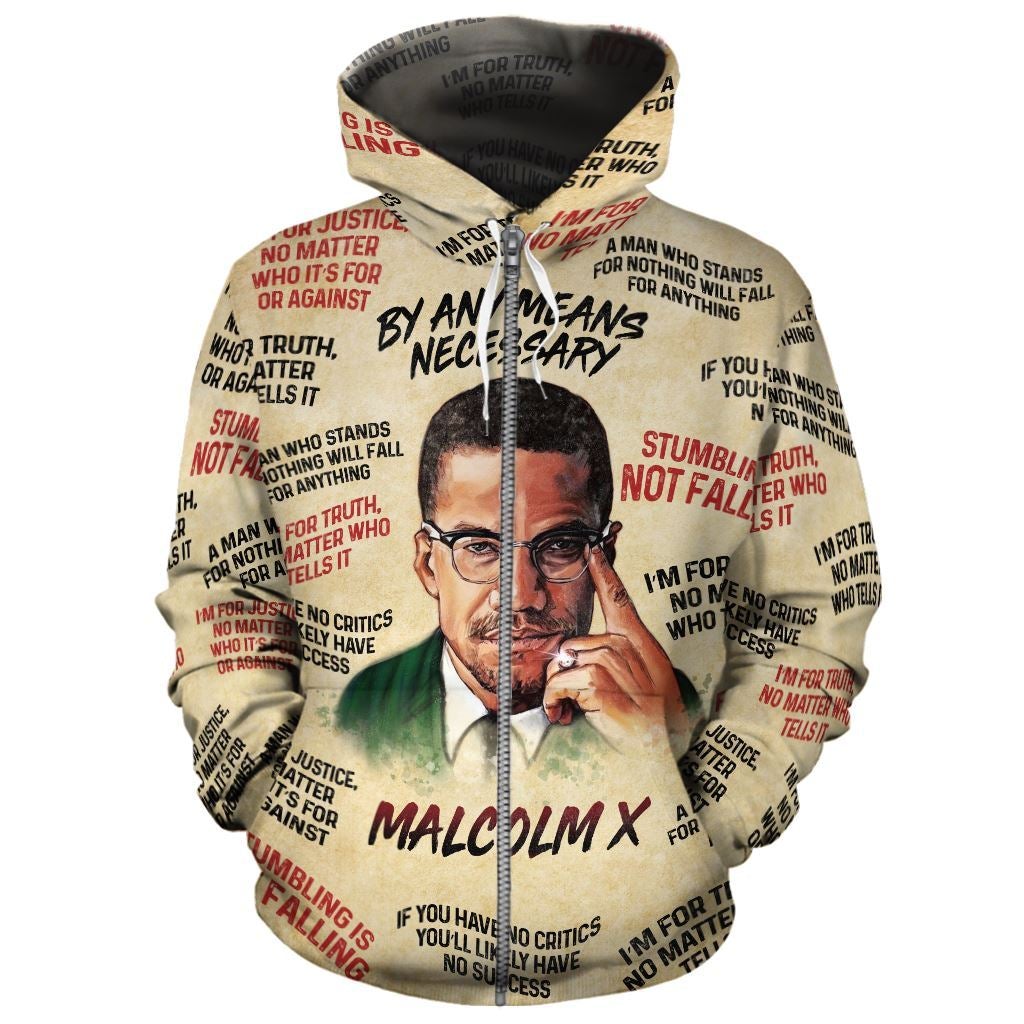 African Hoodie Malcolm X The Leader Zip Hoodie - Wonder Print Shop