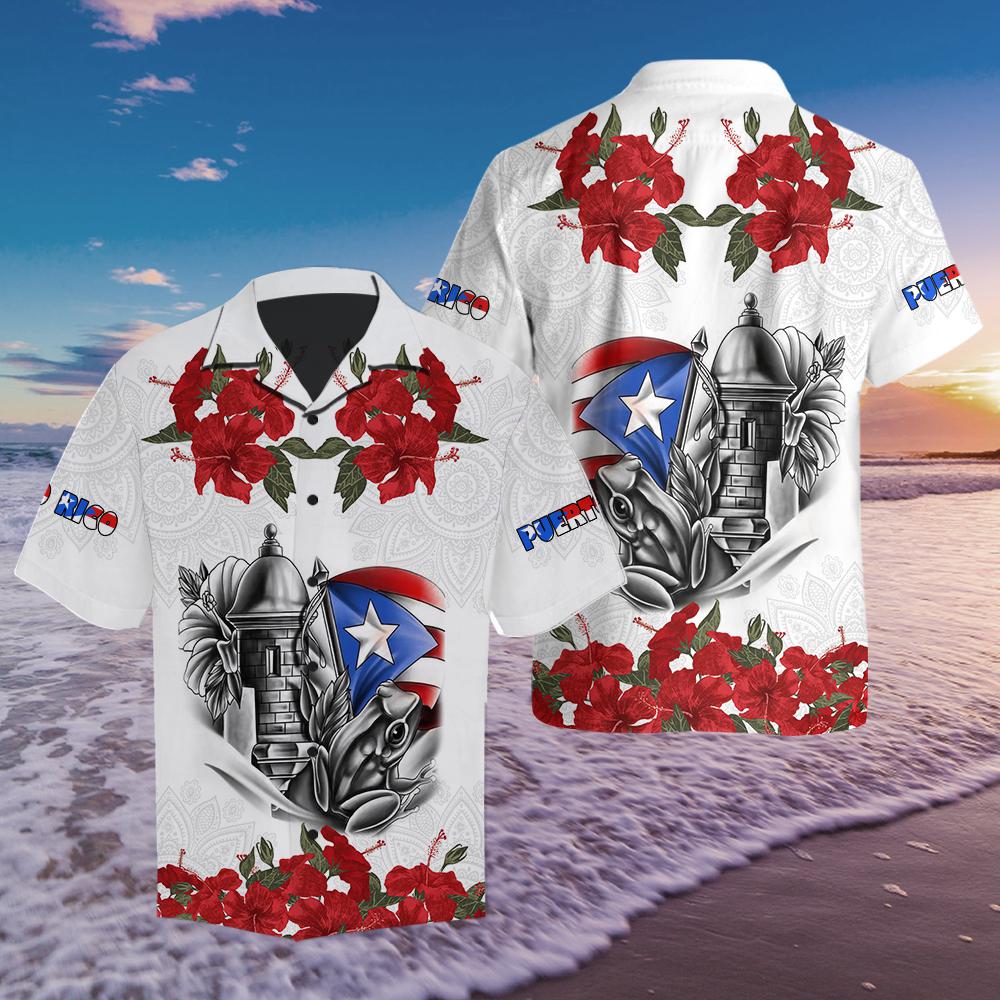 Manga Flower Puerto Rico Hawaiian Shirt - Wonder Print Shop