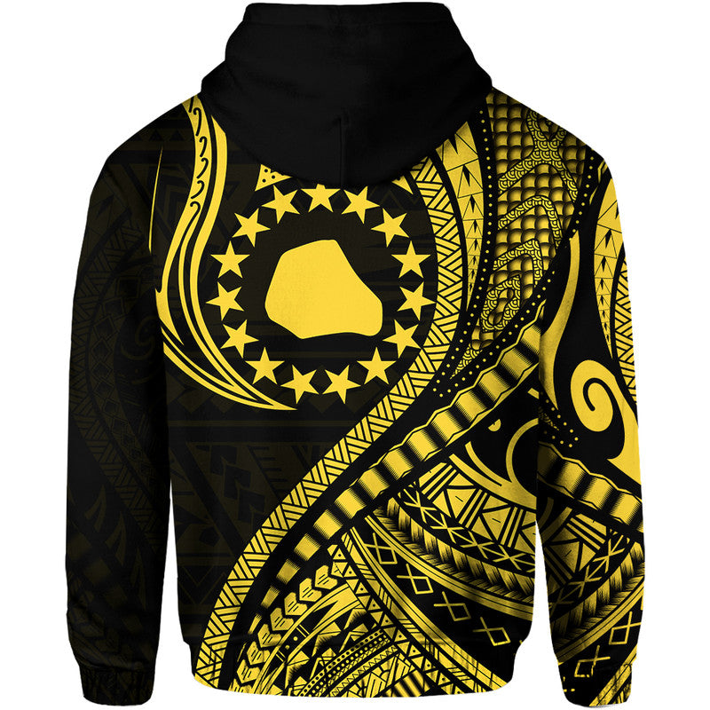 Mangaia Cook Islands Hoodie Gold Polynesian Wave Style - Wonder Print Shop
