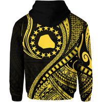 Mangaia Cook Islands Hoodie Gold Polynesian Wave Style - Wonder Print Shop