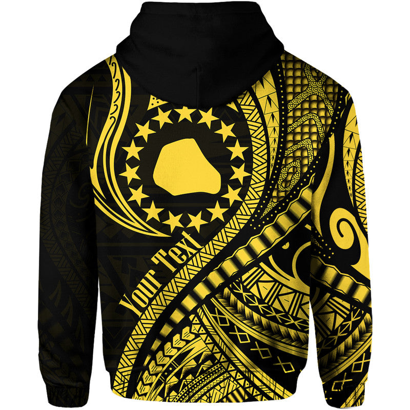 Custom Personalised Mangaia Cook Islands Hoodie Gold Polynesian Wave Style - Wonder Print Shop