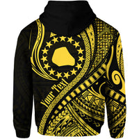 Custom Personalised Mangaia Cook Islands Hoodie Gold Polynesian Wave Style - Wonder Print Shop