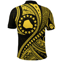 Mangaia Cook Islands Polo Shirt Gold Polynesian Wave Style - Wonder Print Shop