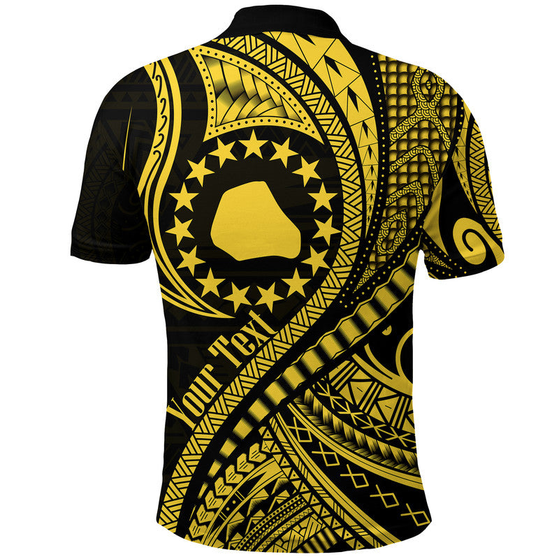 Custom Mangaia Cook Islands Polo Shirt Gold Polynesian Wave Style - Wonder Print Shop