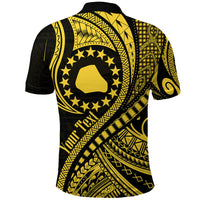 Custom Mangaia Cook Islands Polo Shirt Gold Polynesian Wave Style - Wonder Print Shop