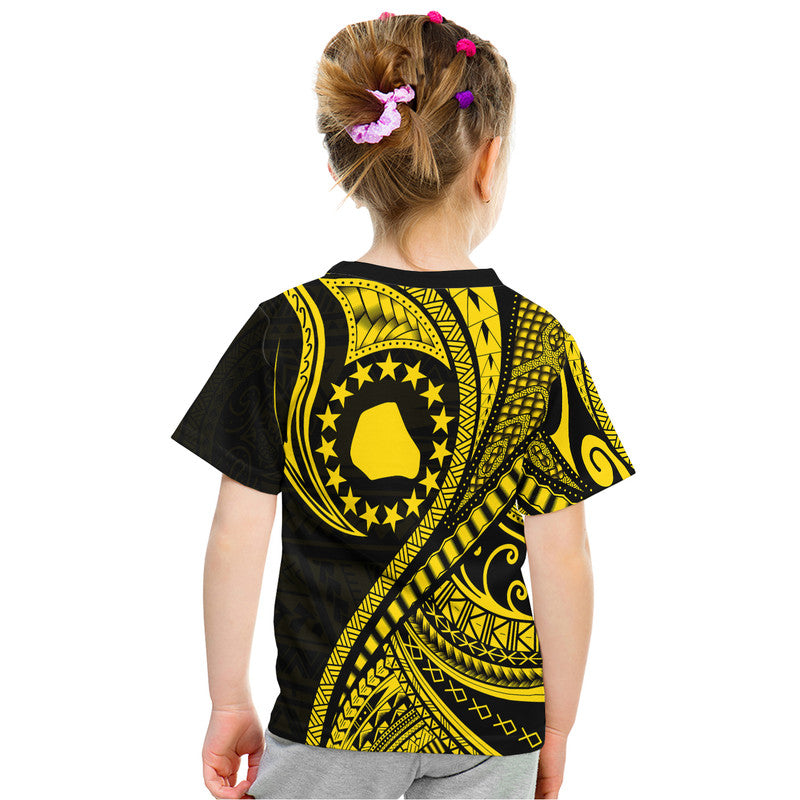 Mangaia Cook Islands T Shirt Gold Polynesian Wave Style - Wonder Print Shop