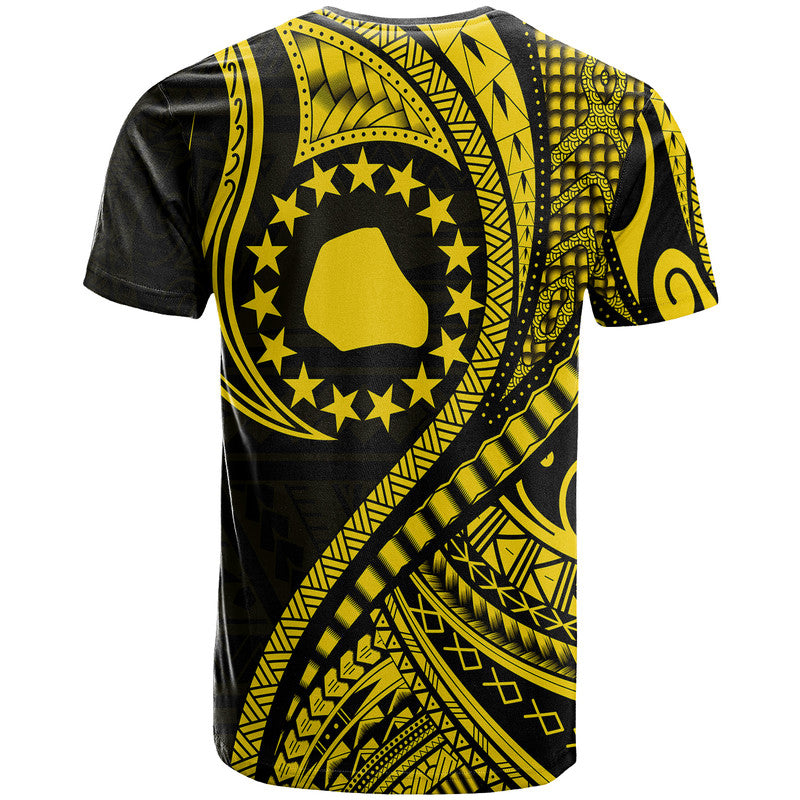 Mangaia Cook Islands T Shirt Gold Polynesian Wave Style - Wonder Print Shop