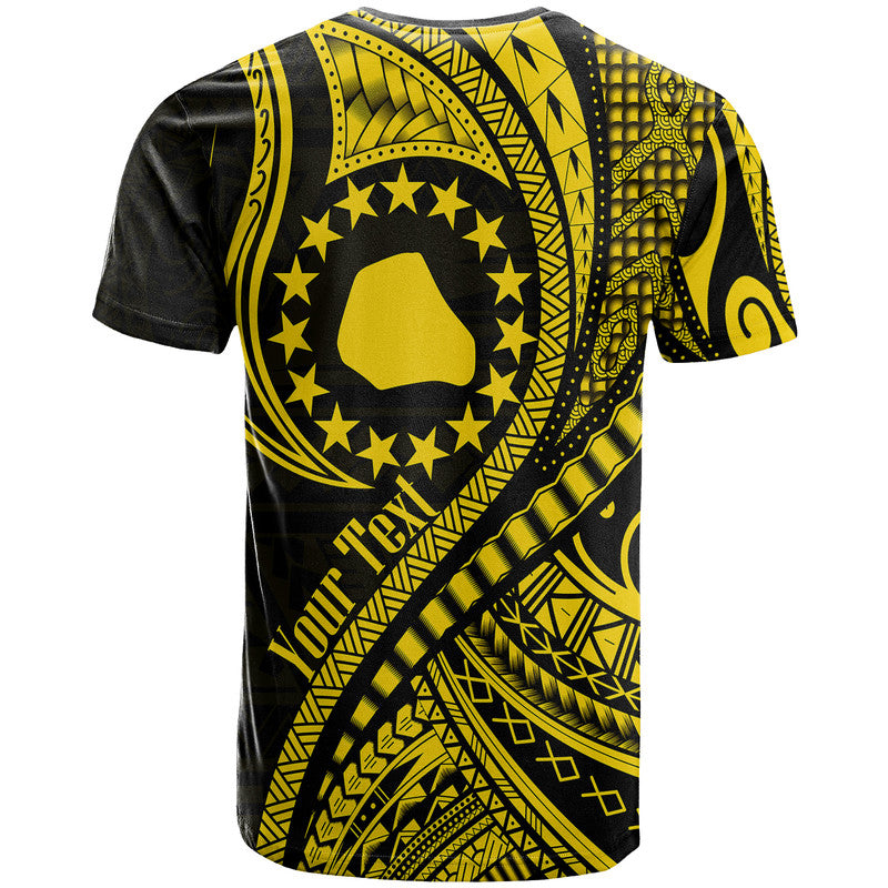 Custom Mangaia Cook Islands T Shirt Gold Polynesian Wave Style - Wonder Print Shop