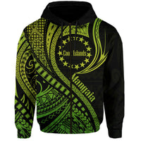 Custom Personalised Mangaia Cook Islands Hoodie Green Polynesian Wave Style - Wonder Print Shop