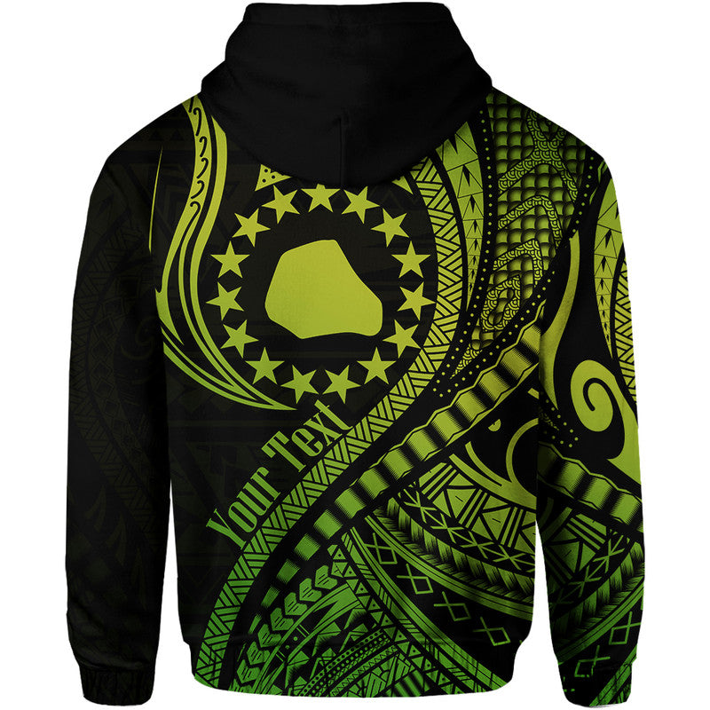 Custom Personalised Mangaia Cook Islands Hoodie Green Polynesian Wave Style - Wonder Print Shop