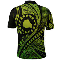 Custom Mangaia Cook Islands Polo Shirt Green Polynesian Wave Style - Wonder Print Shop