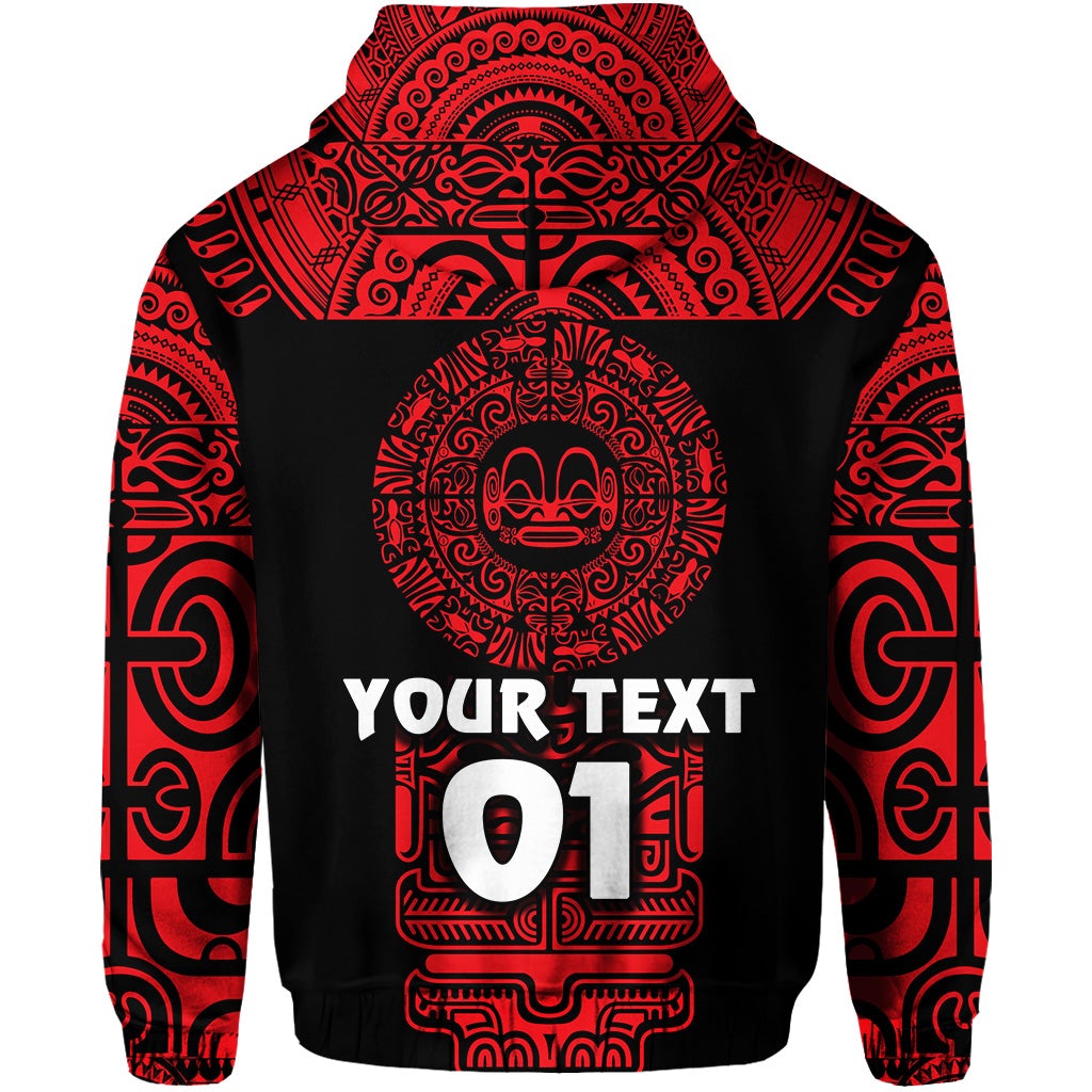 Custom Marquesas Islands Zip Hoodie Marquesan Tattoo Simplified Version Red LT8 - Wonder Print Shop