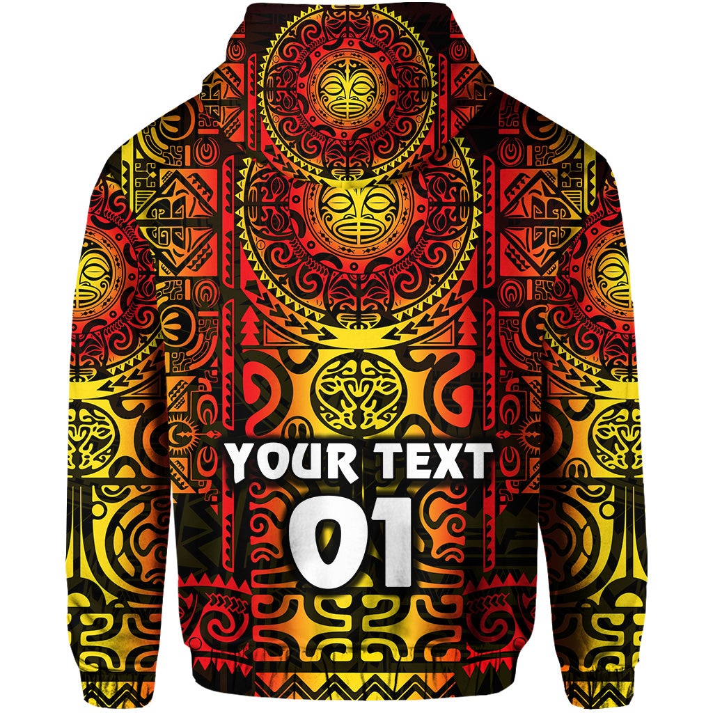 Custom Marquesas Islands Zip Hoodie Marquesan Tattoo Unique Style Gradient Red LT8 - Wonder Print Shop