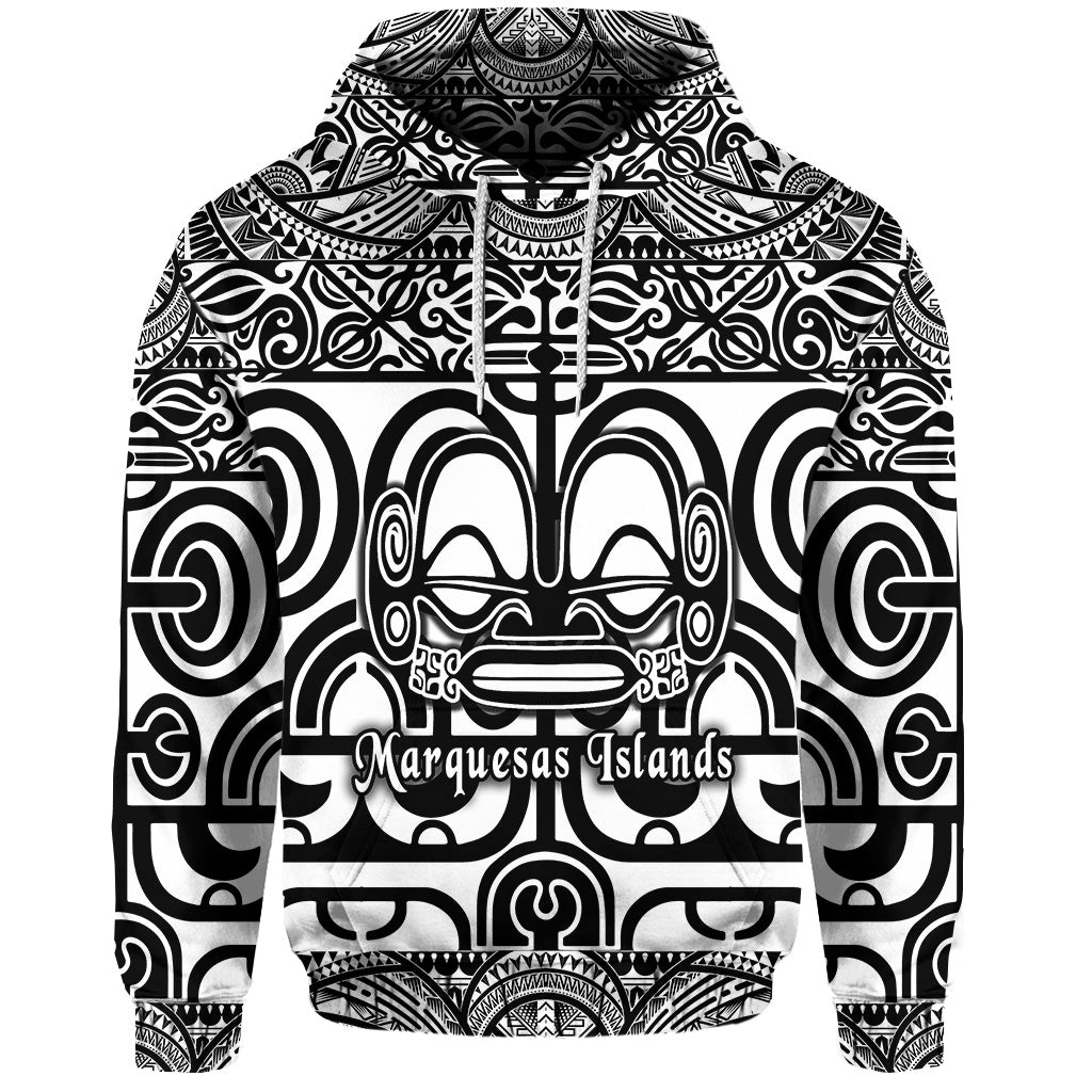 Custom Marquesas Islands Hoodie Marquesan Tattoo Simple Style Black LT8 - Wonder Print Shop
