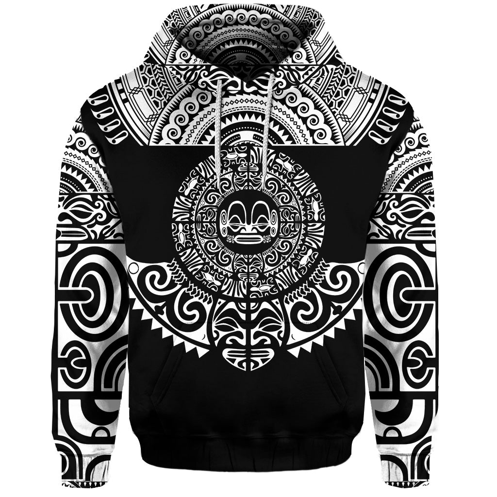 Custom Marquesas Islands Hoodie Marquesan Tattoo Simplified Version Black LT8 - Wonder Print Shop