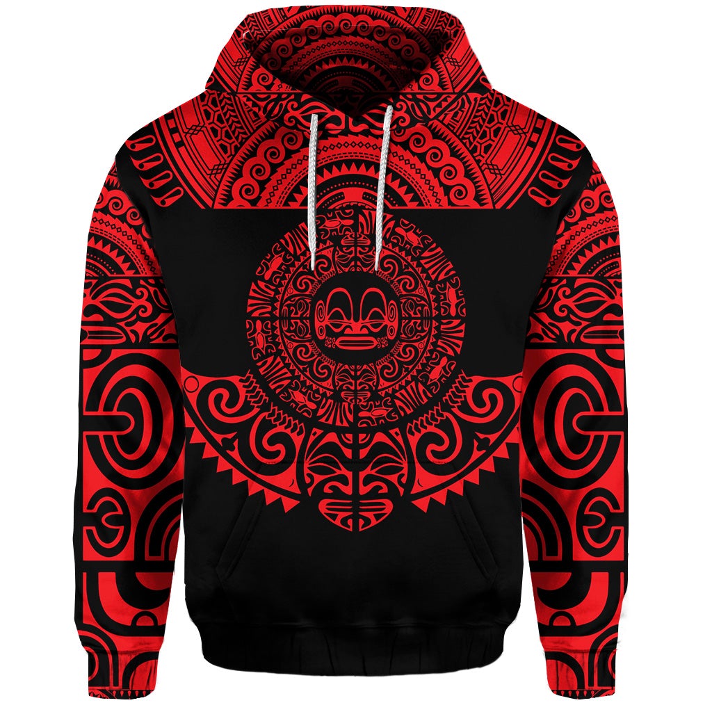 Custom Marquesas Islands Hoodie Marquesan Tattoo Simplified Version Red LT8 - Wonder Print Shop