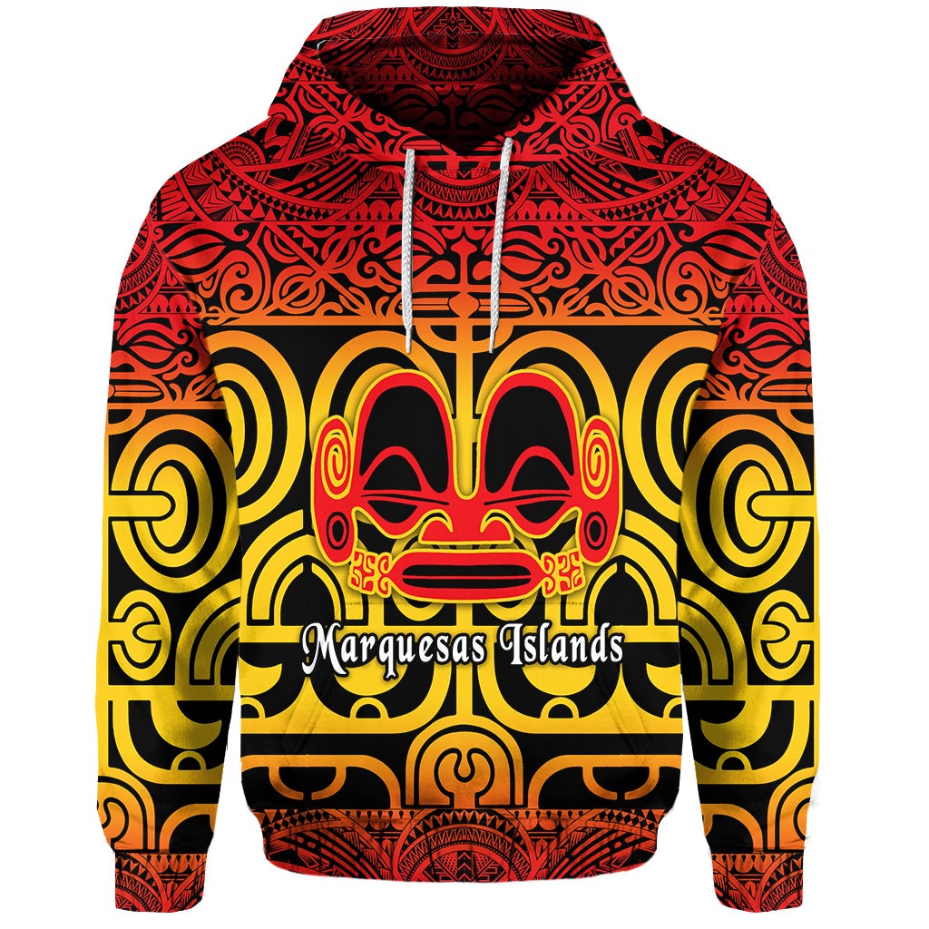 Custom Marquesas Islands Hoodie Marquesan Tattoo Simple Style Gradient Red LT8 - Wonder Print Shop