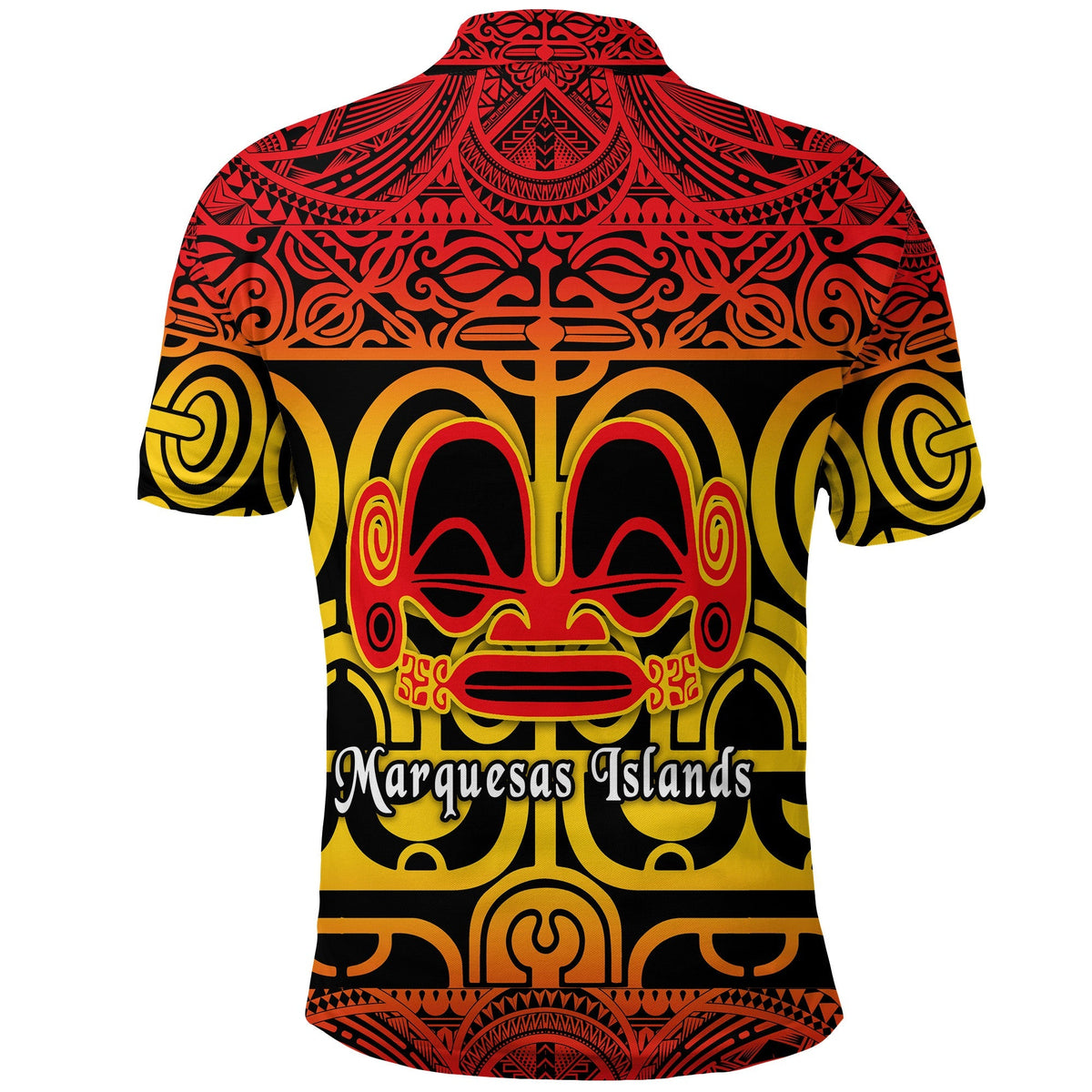 Marquesas Islands Polo Shirt Marquesan Tattoo Simple Style Gradient Red LT8 - Wonder Print Shop