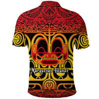 Marquesas Islands Polo Shirt Marquesan Tattoo Simple Style Gradient Red LT8 - Wonder Print Shop