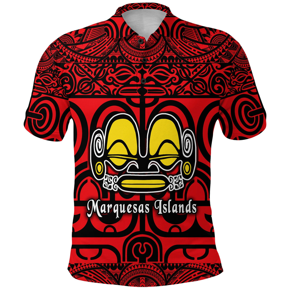 Marquesas Islands Polo Shirt Marquesan Tattoo Simple Style Red LT8 - Wonder Print Shop