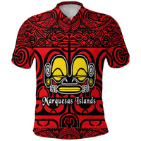 Marquesas Islands Polo Shirt Marquesan Tattoo Simple Style Red LT8 - Wonder Print Shop