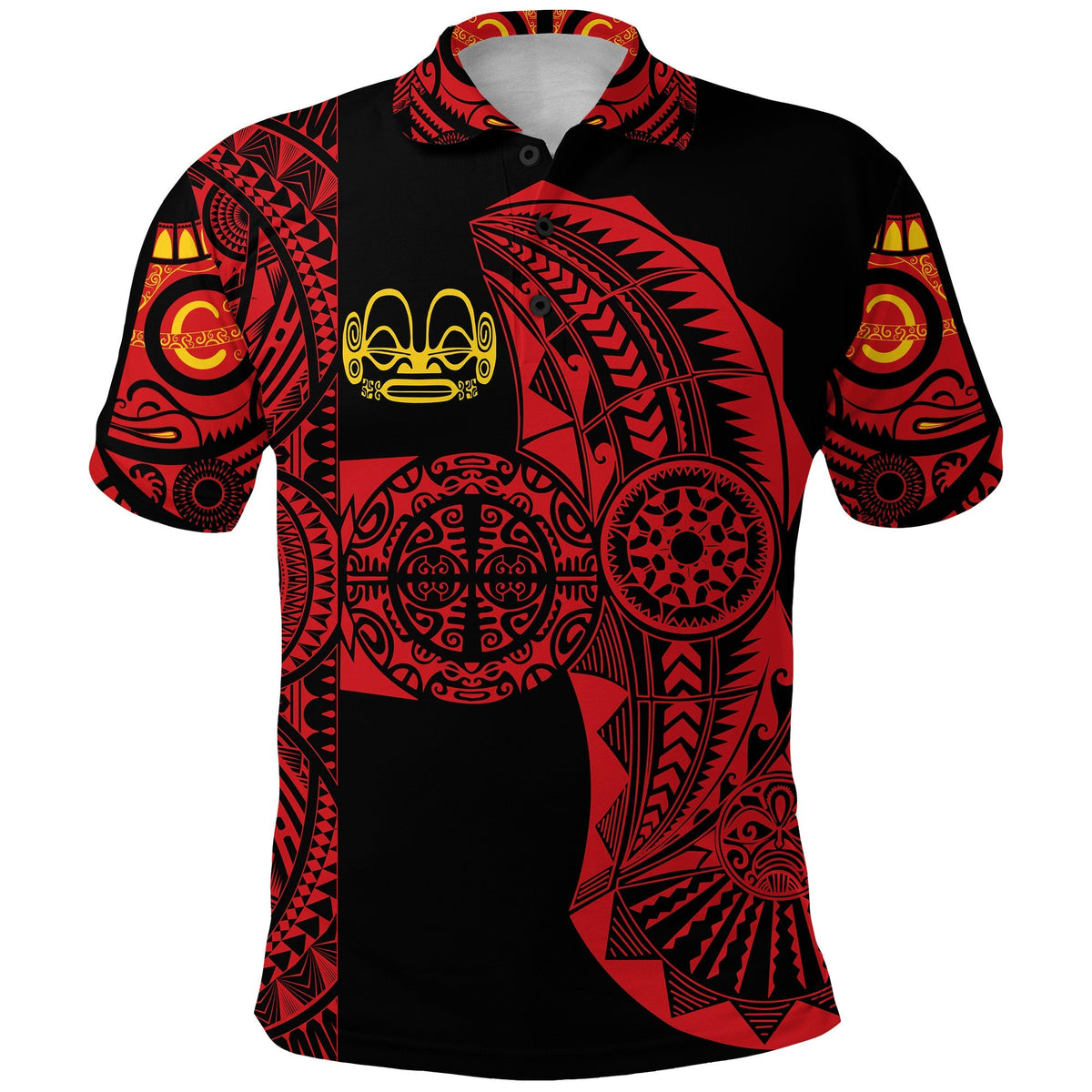 Custom Marquesas Islands Polo Shirt Marquesan Tattoo Original Style Red LT8 - Wonder Print Shop