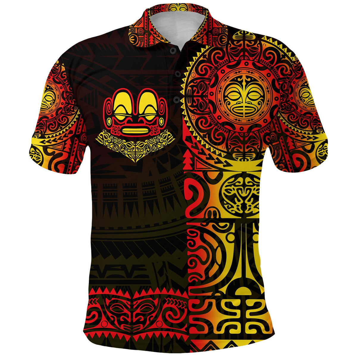 Marquesas Islands Polo Shirt Marquesan Tattoo Unique Style Gradient Red LT8 - Wonder Print Shop