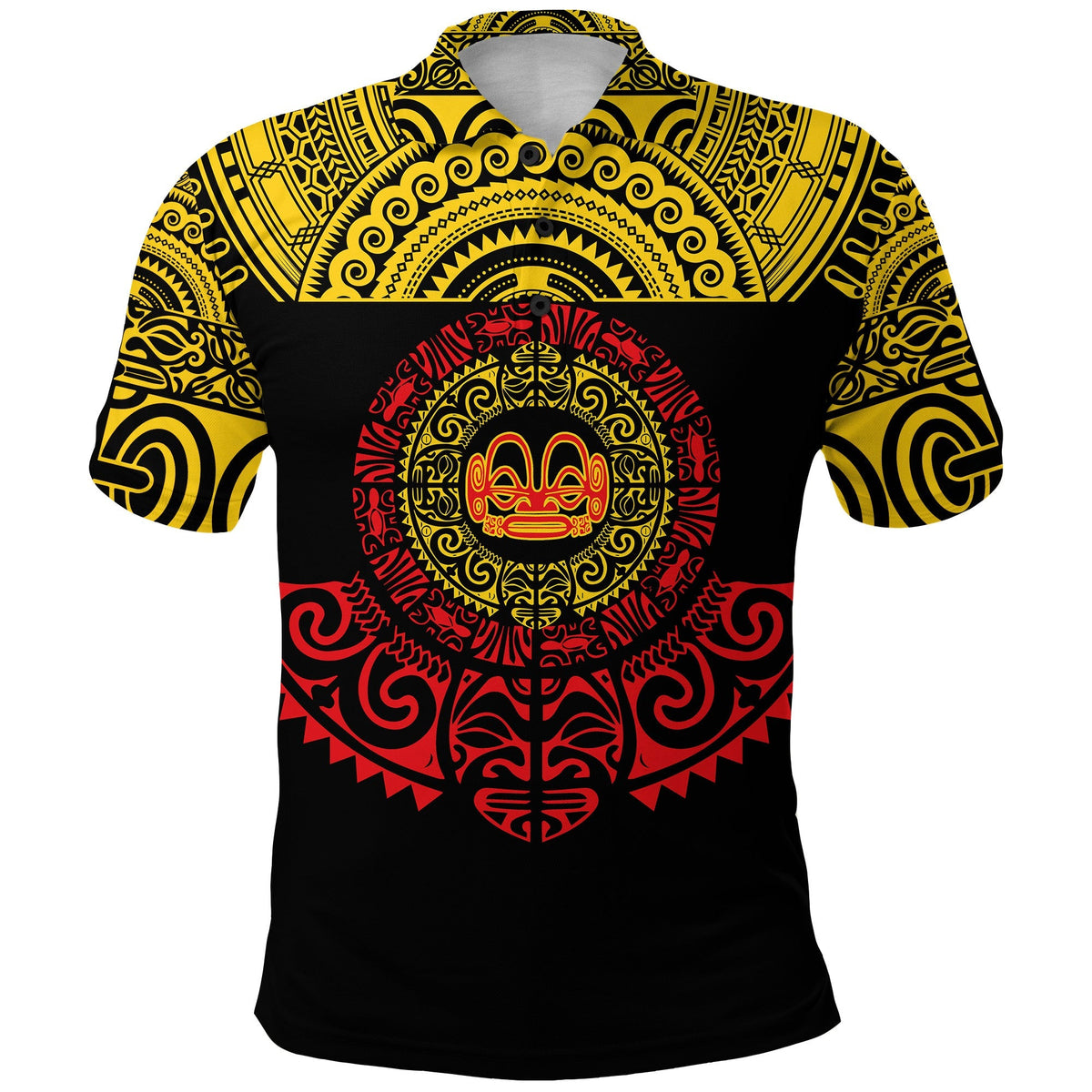 Marquesas Islands Polo Shirt Marquesan Tattoo Simplified Version Yellow LT8 - Wonder Print Shop