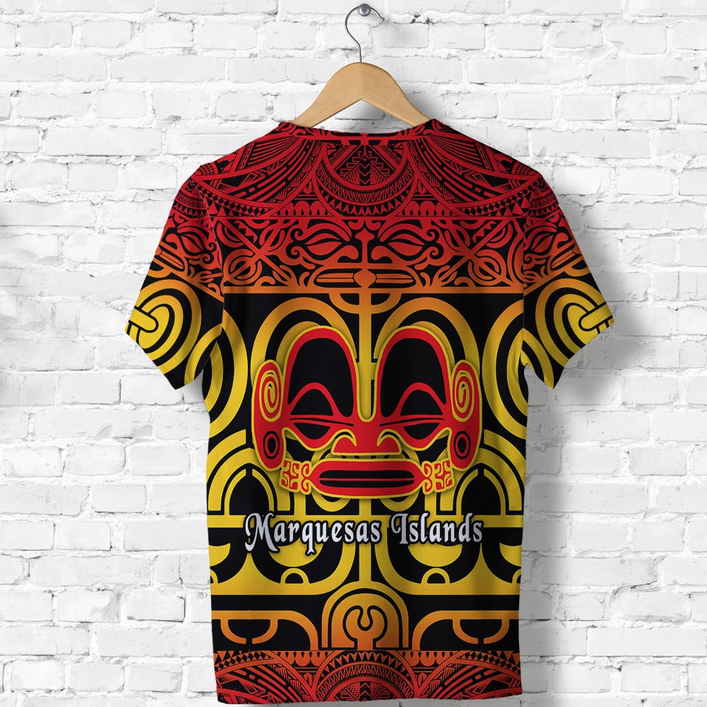 Marquesas Islands T Shirt Marquesan Tattoo Simple Style Gradient Red LT8 - Wonder Print Shop