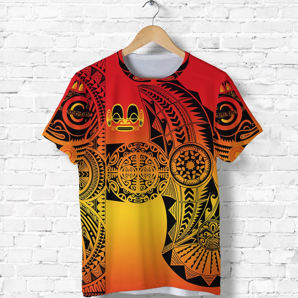 Custom Marquesas Islands T Shirt Marquesan Tattoo Original Style Gradient Red LT8 - Wonder Print Shop