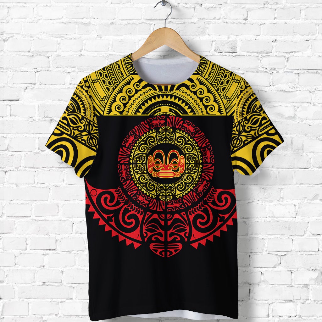 Custom Marquesas Islands T Shirt Marquesan Tattoo Simplified Version Yellow LT8 - Wonder Print Shop