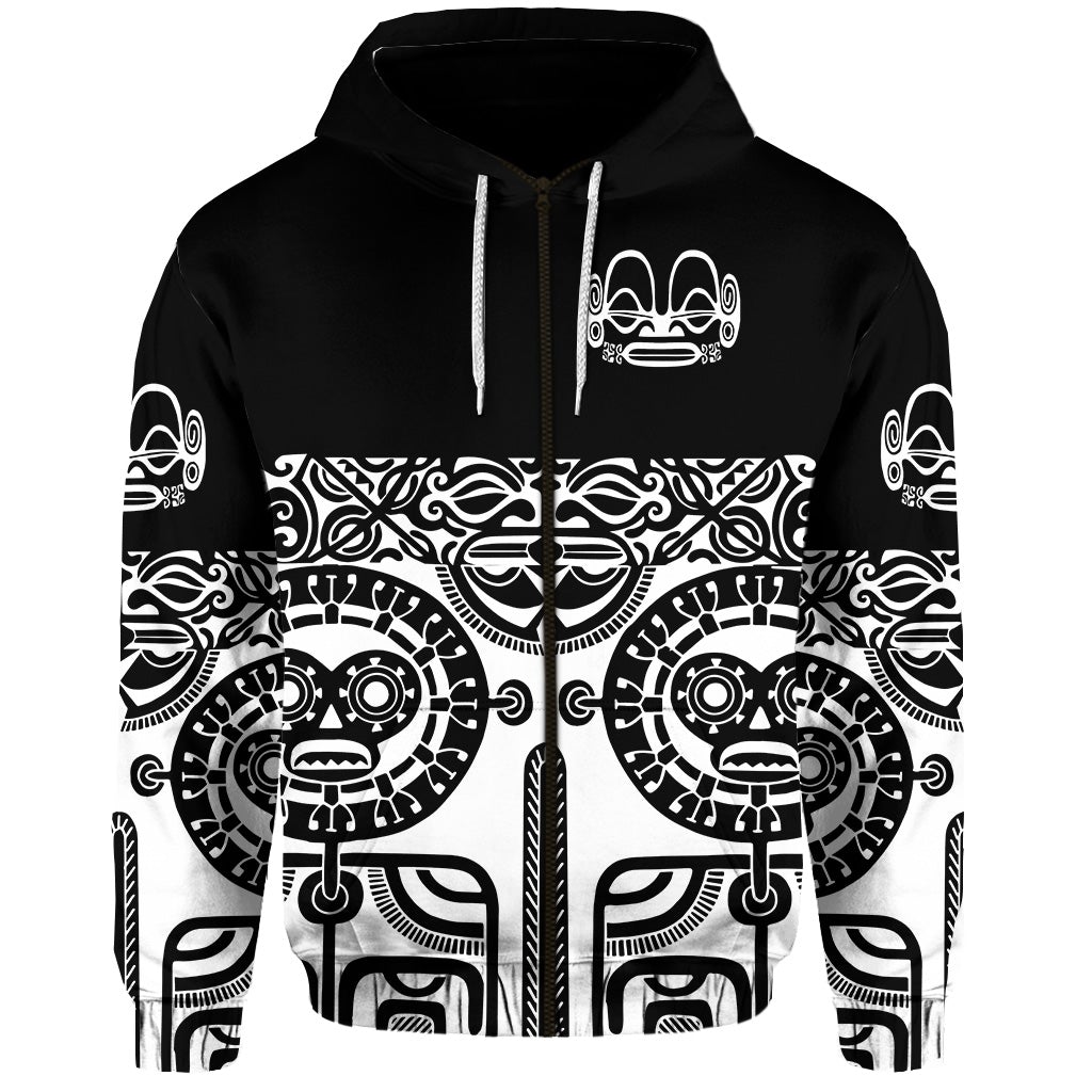 Custom Marquesas Islands Zip Hoodie Marquesan Tattoo Special Style Black LT8 - Wonder Print Shop