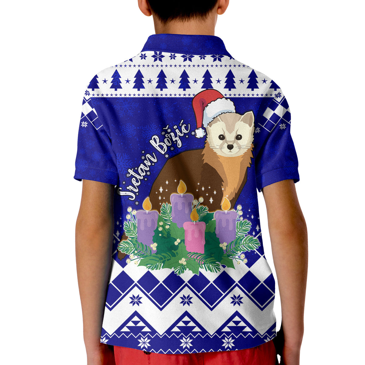 Adorable Croatia Marten With Advent Wreath Polo Shirt Christmas for Kid - Wonder Print Shop