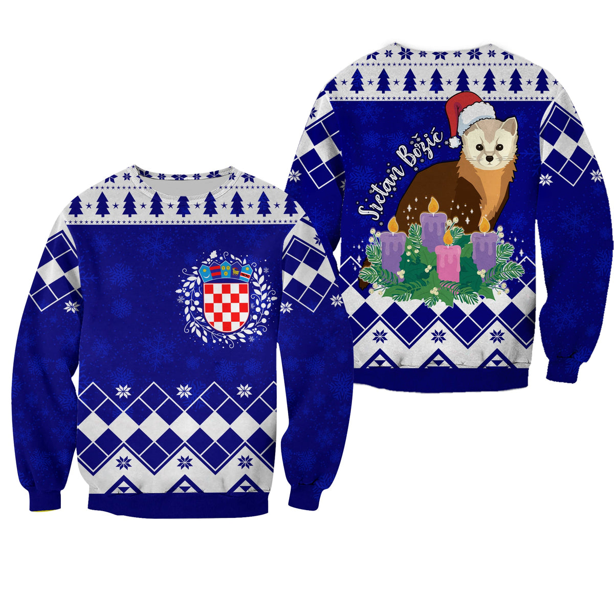 Adorable Croatia Marten With Advent Wreath Christmas Sweatshirt - Wonder Print Shop