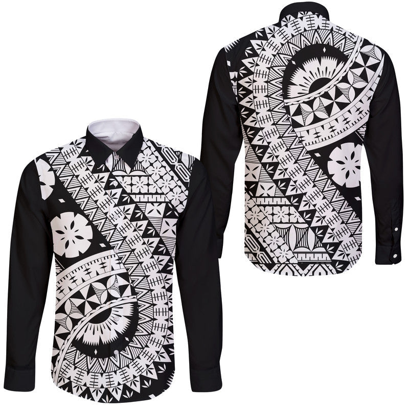 Polynesian Masi Kesa Black Style Hawaii Long Sleeve Button Shirt - Wonder Print Shop