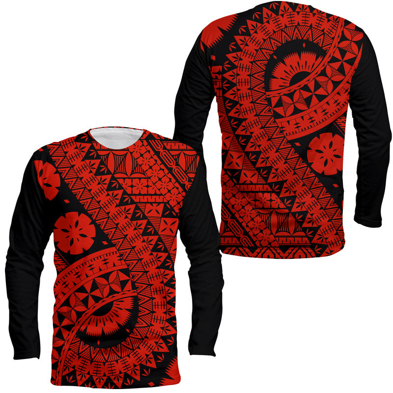Polynesian Masi Kesa Red Style Long Sleeve Shirt - Wonder Print Shop